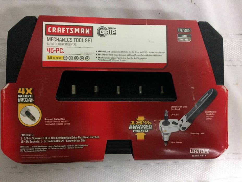 NEW FACTORY SEALED Craftsman 947305 Mechanics Tool Set 45 Pc 3/8-inch Drive