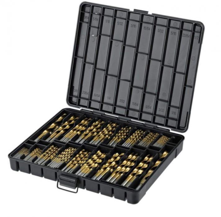 Titanium Drill Bit Set for Metal - 230pc Kit - Coated HSS - From 1/16