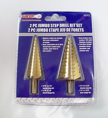 Jumbo Step Drill Bit, 2pc Set, 3/16