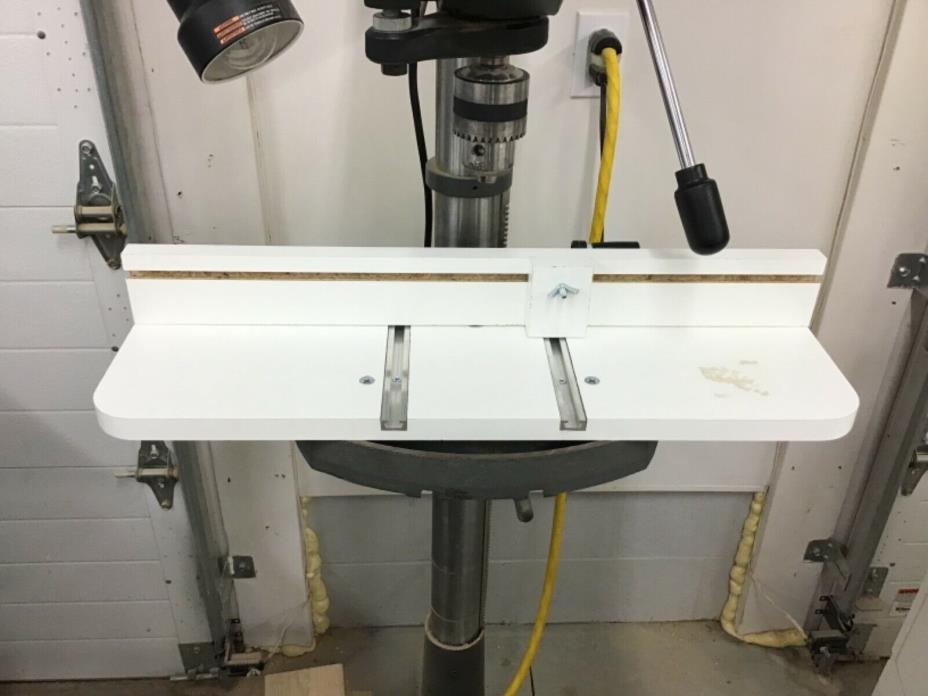 Drill Press Table With Adjustable Fence And Stop Block, Vise Compatible T-track