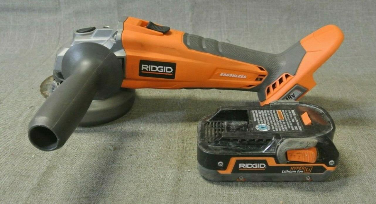 RIDGID TOOL R86041 18V LITHIUM ION CORDLESS BRUSHLESS ANGLE GRINDER (103118-1 H)