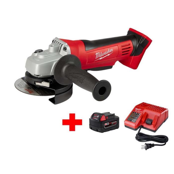 Milwaukee Cordless 4-1/2 in. Cut-Off/Grinder W/ M18 Starter Kit with 5.0 Battery