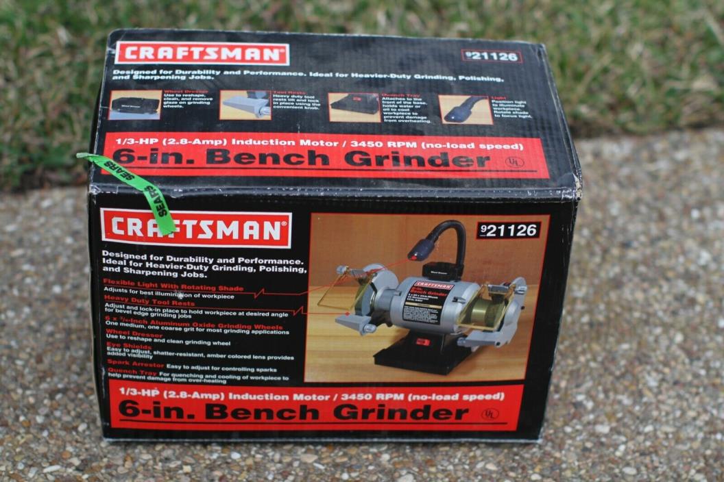 Craftsman 6 in. Bench Grinder 1/3 HP 3450 RPM w/ Light - New in Box