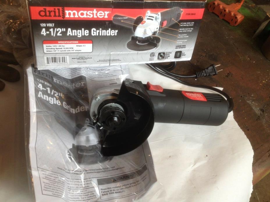 Drill master 4 1/2 angle grinder with extra hand tools included.