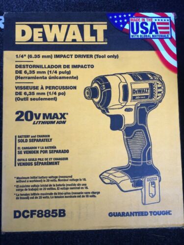 Dewalt DCF885B 20-Volt MAX Lithium Ion 1/4-Inch Impact Driver Tool Only New