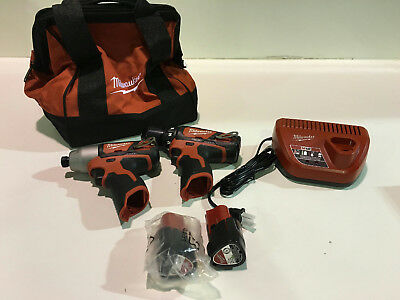 Milwaukee 2494-22 12V Lithium-Ion Cordless Drill Driver/Impact Driver Kit New
