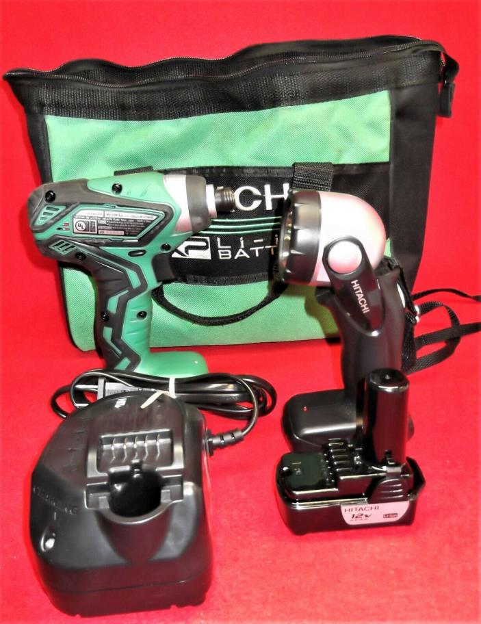 HITACHI #WH10DFL Cordless Impact Driver & Flashlight Set w/1 Battery Bag Charger