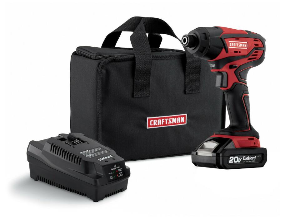Craftsman Lithium-ion 1/4 Inch Impact Driver Kit with battery pack and bag