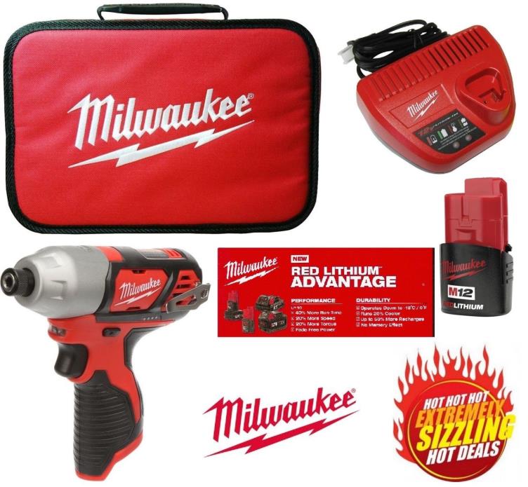 NEW MILWAUKEE 2462-20 M12 LITHIUM-ION IMPACT DRIVER,BATTERY,CHARGER & CASE
