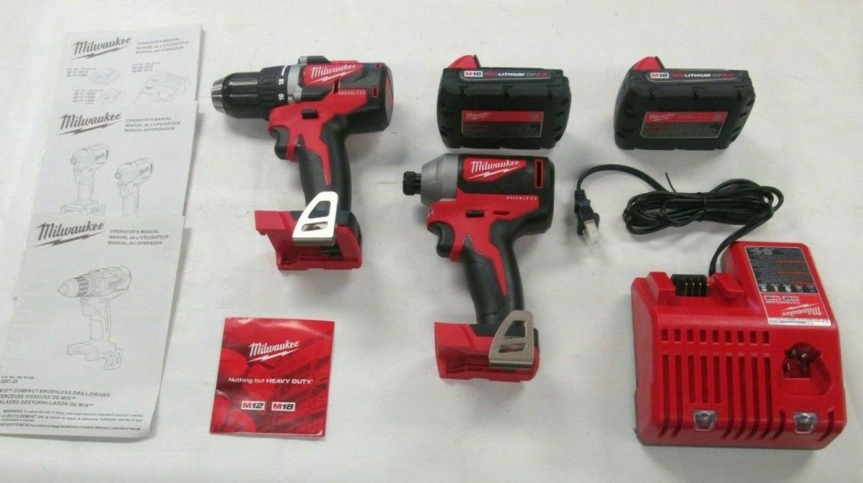 Milwaukee Compact Brushless Drill Driver 2801-20 & Impact Driver 2850-20 Combo