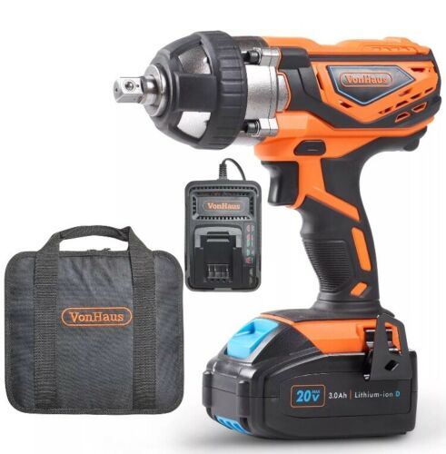 VonHaus 20V MAX Cordless 1/2 Impact Wrench Set High Torque with Variable Speed -