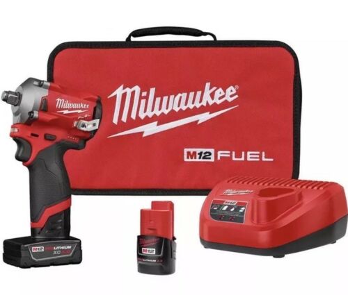 Milwaukee 2555P-22 M12 FUEL 1/2” Drive Stubby Impact Wrench Kit Like the 2555-22