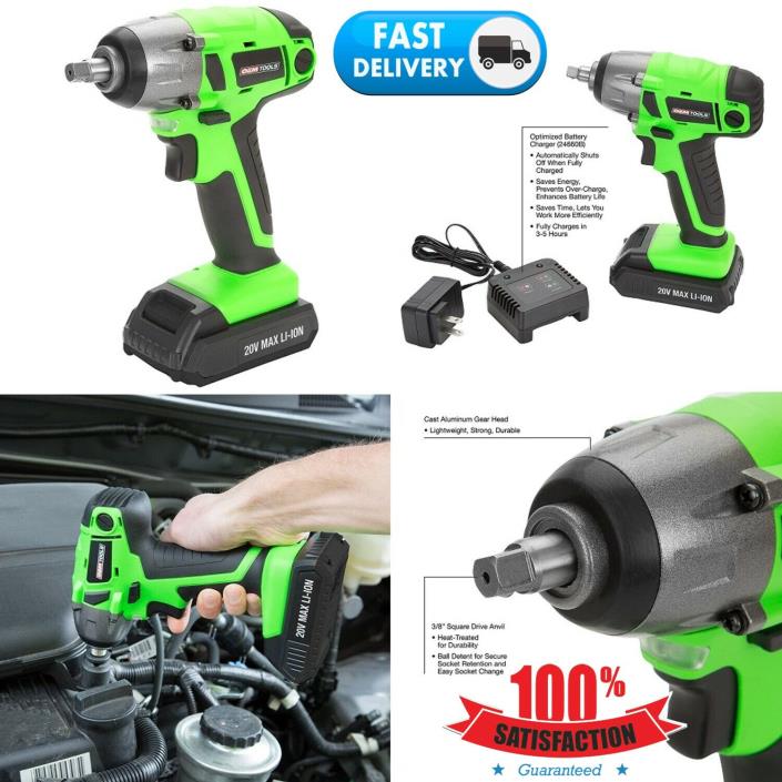 Cordless Li-ion 3/8 Inch Drive Impact Wrench With Battery Powered And Charger US