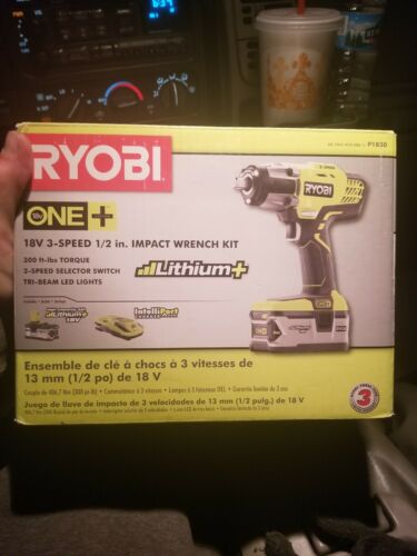 RYOBI 18V 1/2in 3-Speed Li-Ion Impact Wrench Driver W/4.0Ah battery&Fast Charger