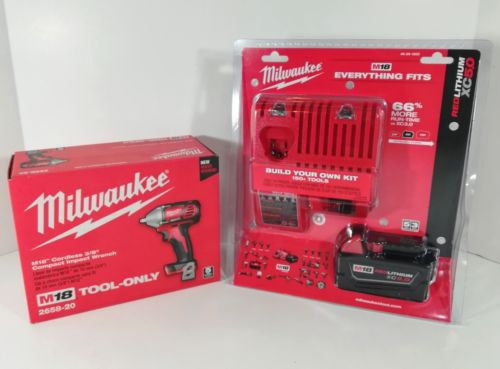 Milwaukee M18 18v 3/8 Cordless Impact Wrench - xc 5.0 Battery - Charger 2658-20