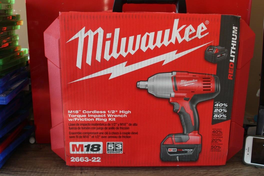 Milwaukee 2663-22 M18 Cordless 1/2-inch Impact Wrench W/ Friction Ring Kit! NEW!