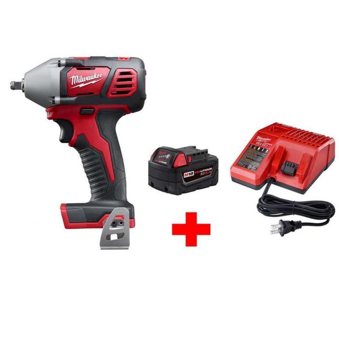 Milwaukee M18 3/8 in. Impact Wrench W/ Friction Ring W/ M18 Starter Kit 5.0 Bat.