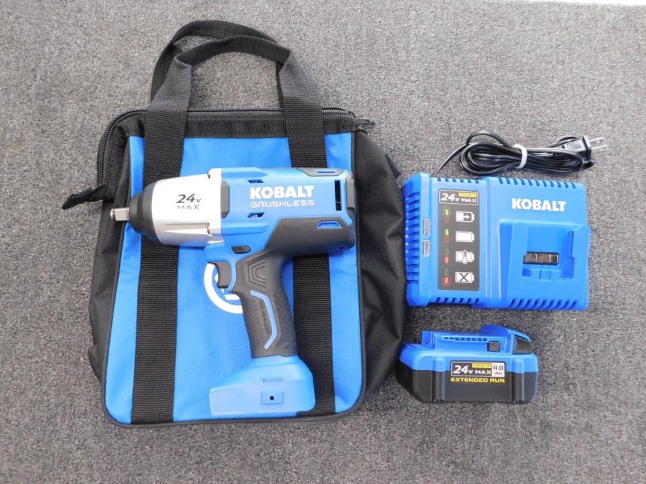 Kobalt KIW 5024B-03 24V Max 1/2-Inch Brushless Impact Wrench w/Charger & Battery