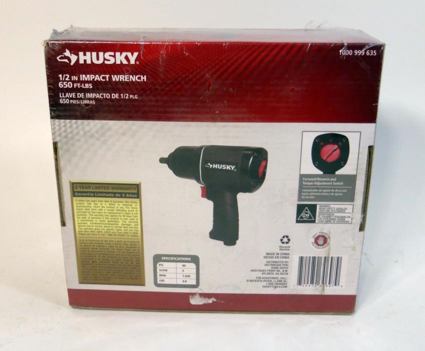 Husky Air Impact Wrench 1/2 in. 650 ft lbs. Torque Drive NEW Sealed FREE EXP SHP