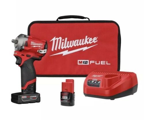 Milwaukee M12 2554-22 FUEL 3/8” Cordless Stubby Impact Wrench Kit 3/8 Inch 12V