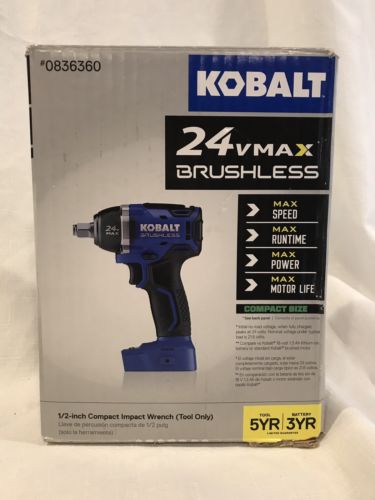 Kobalt Drive Brushless Cordless Impact Driver Wrench Tool 24-Volt Max 1/2-in