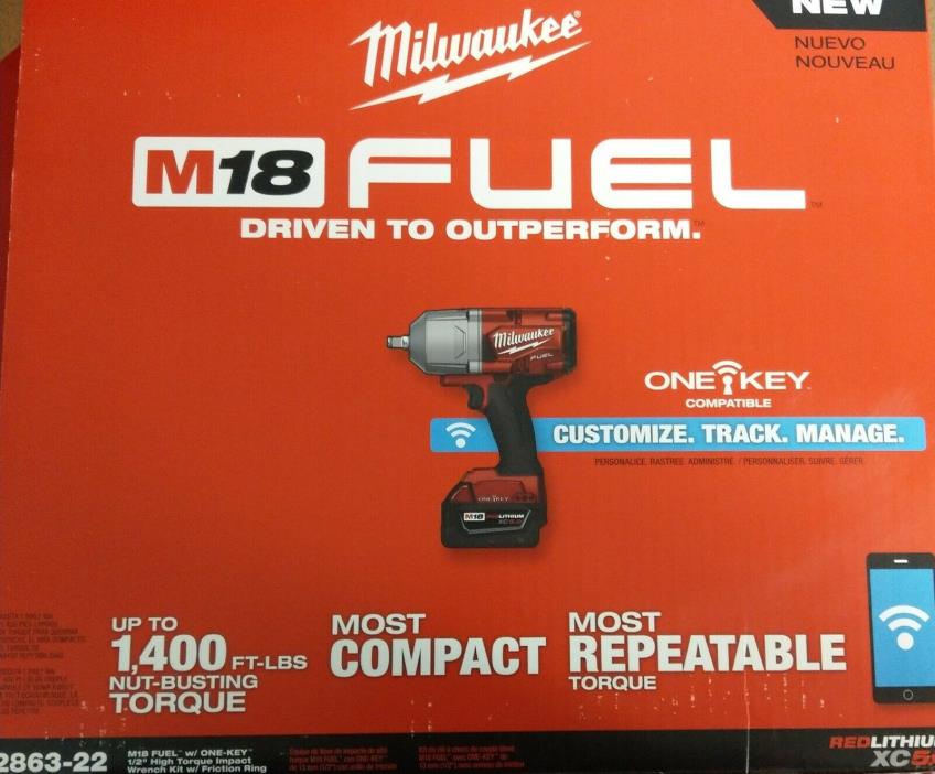 NEW MILWAUKEE M18 One Key High Torque Impact Wrench Kit 2863-22