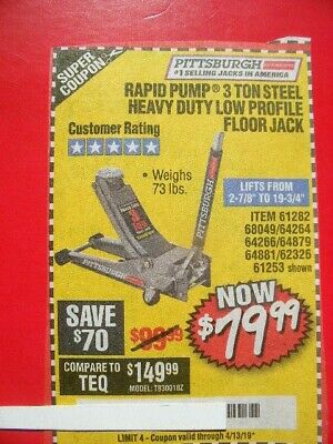 HARBOR FREIGHT ***********BUY AD********** To SAVE $70 on 3 ton steel floor jack