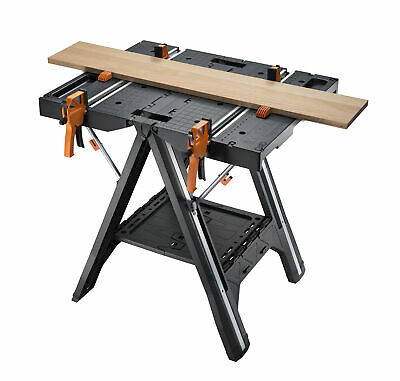 Workbench Folding Table Sawhorse Jack Stand Portable Industrial Workshop  Sturdy