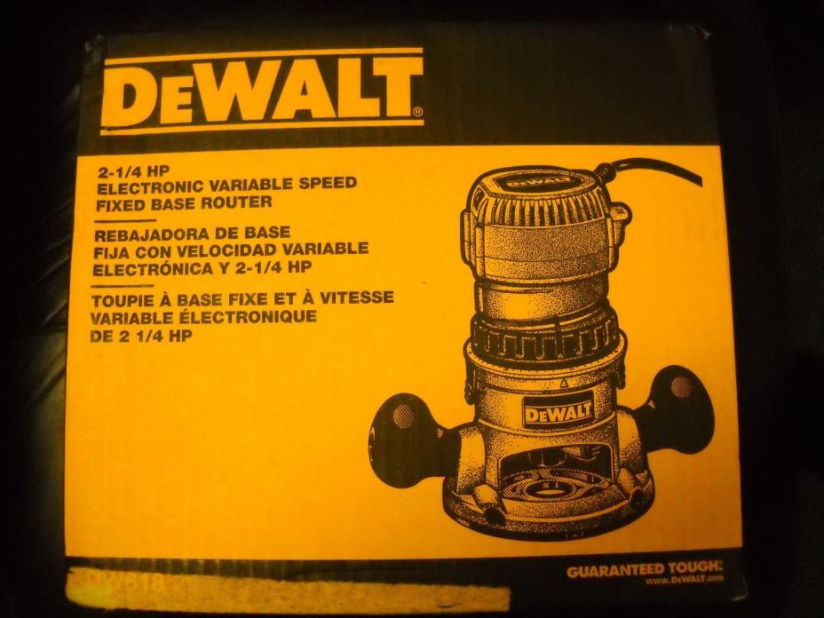 DEWALT DW618 2-1/4 HP EVS Fixed Base Router With Soft Start New
