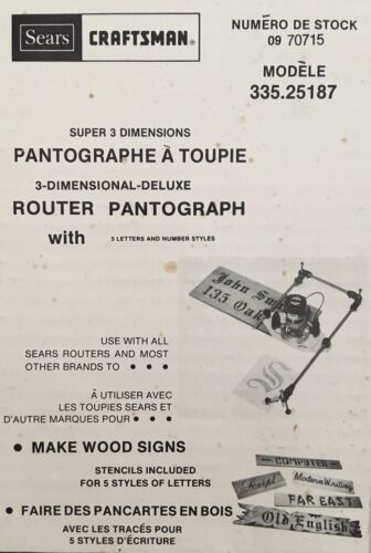 Craftsman Pantograph Router Vintage Pantograph Wood Sign Router