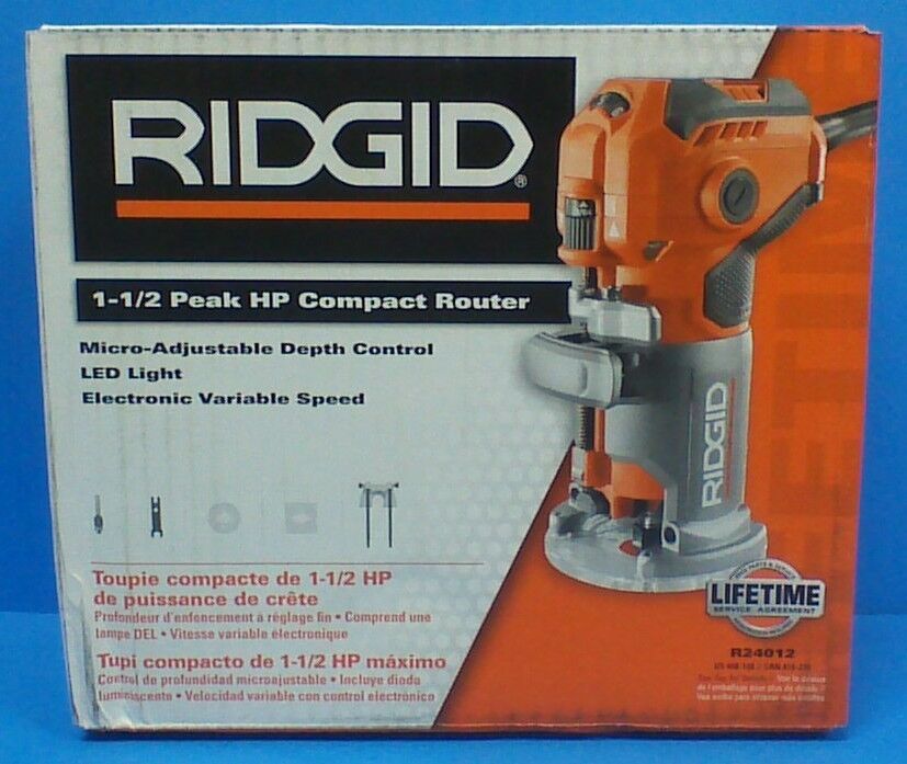 RIDGID 1-1/2 HP Corded Compact Router Micro Adjust Dial Precise Depth Control