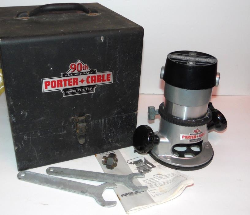 VINTAGE PORTER CABLE 90690 90TH ANNIVERSARY ROUTER W/METAL CASE MADE IN USA