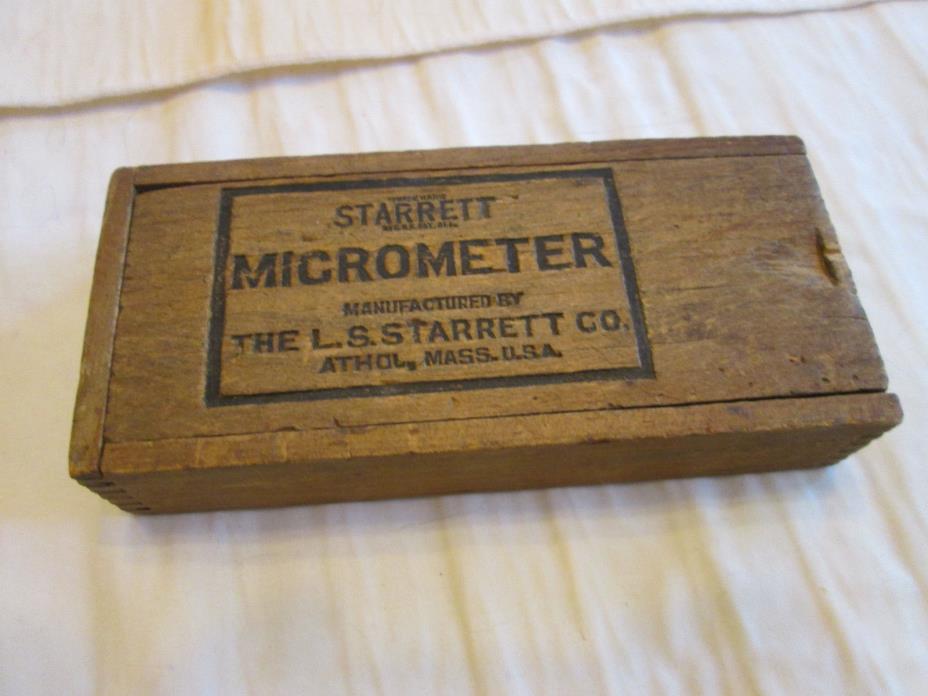 Vintage Starrett Micrometer Wood Advertising Tool Box 3x6 1/2 lot S