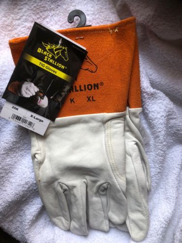 Black Stallion 25K Long Cuff Prem.Grain Kidskin TIG Welding Gloves, Medium