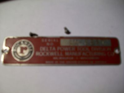 Nameplate Delta Rockwell 11