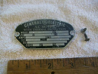 Nameplate or Badge & Screws from Vintage General Electric AC Motor 5KC45KB11X