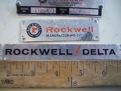 Name and Model Plates from Delta Rockwell 46-201 Wood Lathe Serial #EO 447 NICE