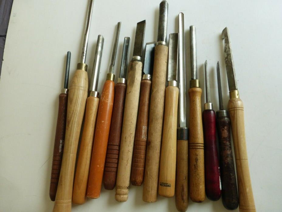 Lot Of 14 Wood Lathe Tools  Pre-Owned