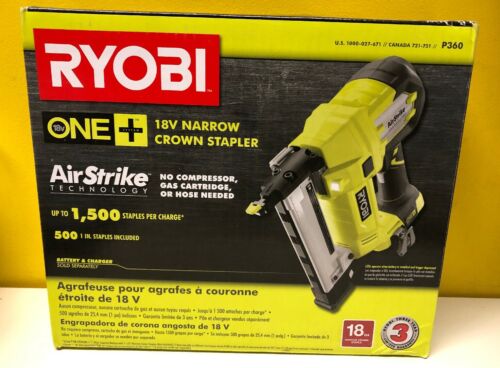 RYOBI P360 18V ONE+ AIRSTRIKE 18GA CORDLESS NARROW CROWN STAPLER -TOOL NEW!