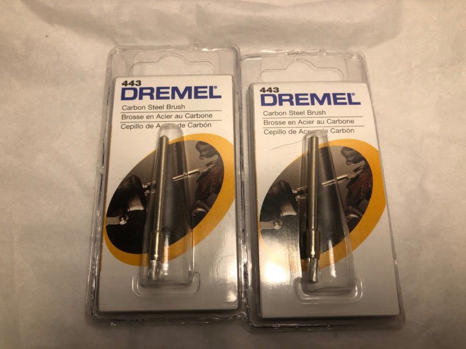 2 Dremel 443-02 Carbon Steel END Brushes 1/8 inch shank