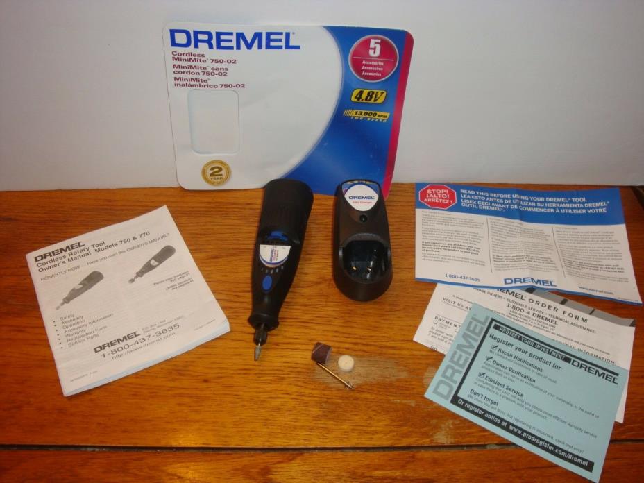 Dremel MINI MITE 2 speed ROTARY TOOL Model 750-02 ~ Battery & Charger Cordless