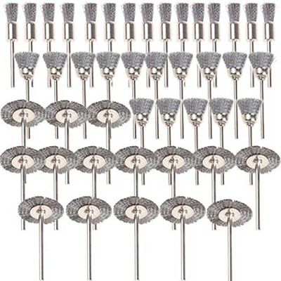 45 PC Steel Wire Wheel Brushes Dremel Accessories Rotary Tools Polish -