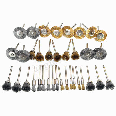 36X Wire Brush Polishing Wheels Copper Brass Steel Full Kit Dor Rotary Tool US