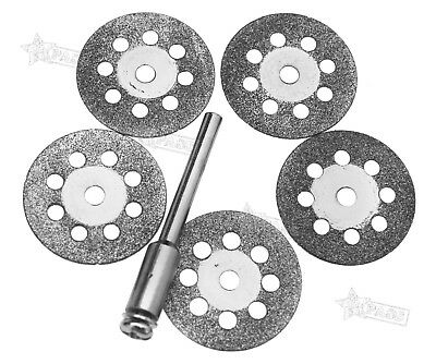 1X Mandrel Dremmel Rotary Tool+5P Mini Diamond Saw Blade Cutting Disc Wheel Set