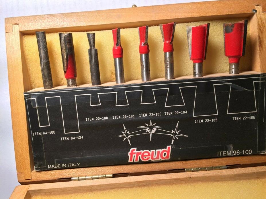 Freud 96-100 Router Bit set, #'s 04-106, 04-124, 22-100, 101, 102,104,105 & 106