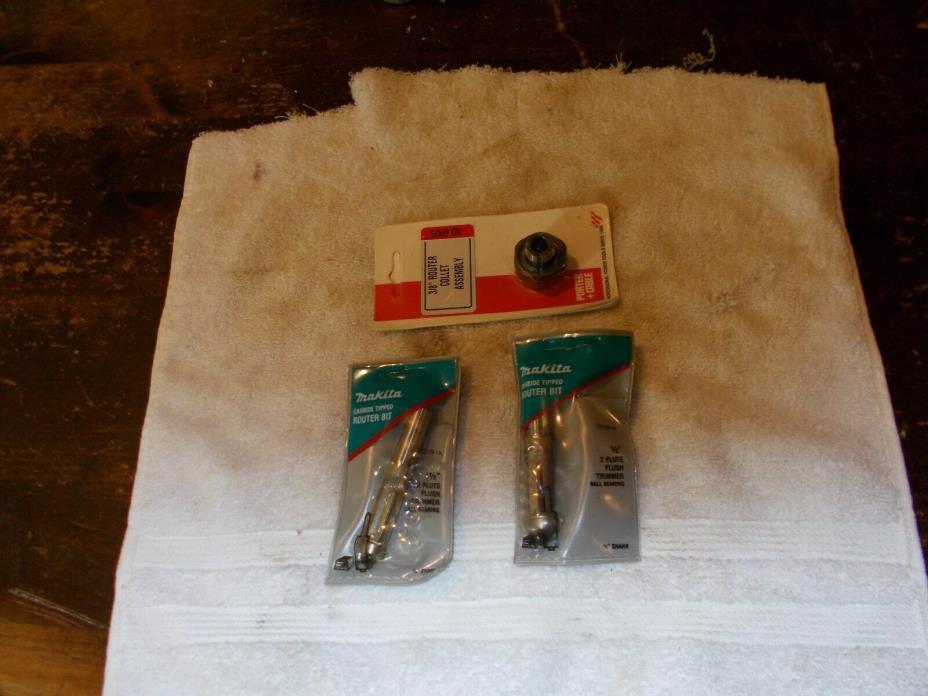 2 makita router bits and 1 pc collet