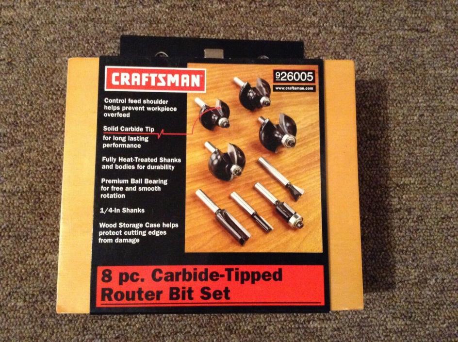 Craftsman 8 pc Carbide-Tipped Router Bit Set 1/4