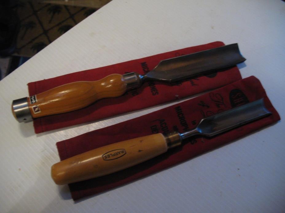 SORBY  AND MARPLES  1 1/4 IN  AND 1 IN.  CURVED WOOD GOUGES