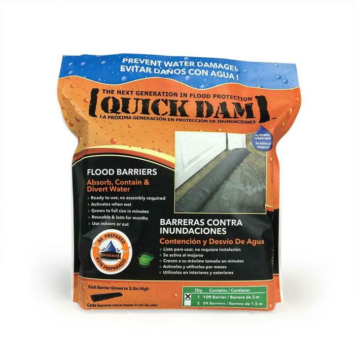 Quick Dam 10 ft. Flood Barrier Absorb Contain Divert Water Compact Reusable A7