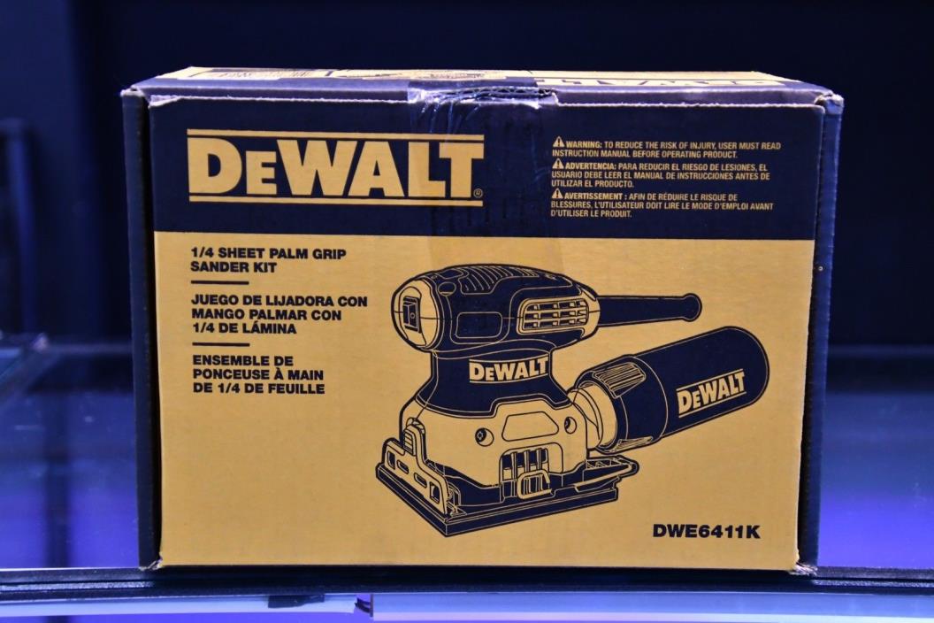 DeWalt DWE6411K 2.3 Amp 1/4 Sheet Palm Grip Sander Kit with Contractor Bag New